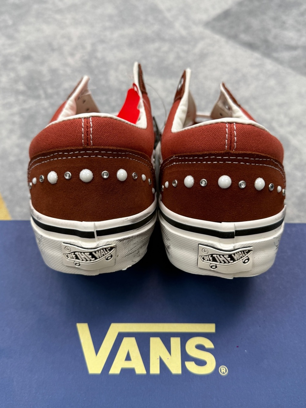 Vans Red Suede Sneakers with White Accents - Picture 10 of 11